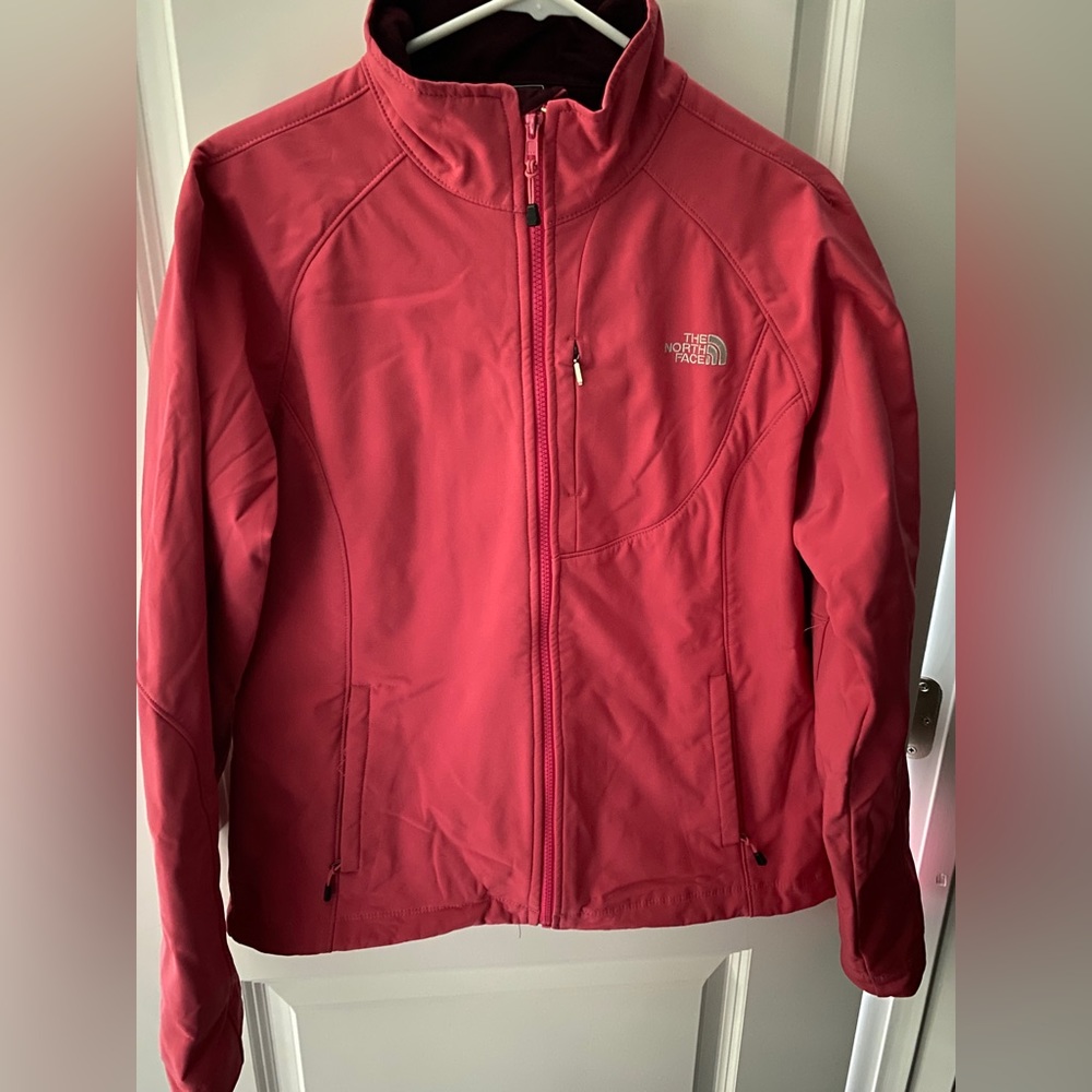 Pink north face soft shell jacket